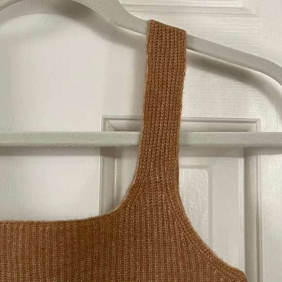Everlane Brown Square Neck Crop Tank Top Size Medium - Picture 6 of 8